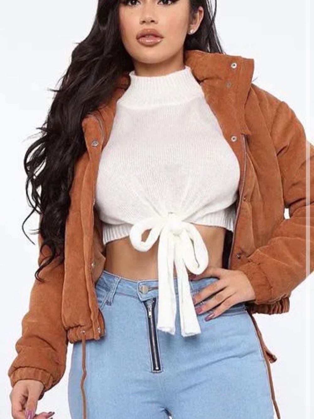 Fashion Nova Tan Suede Bomber Jacket
